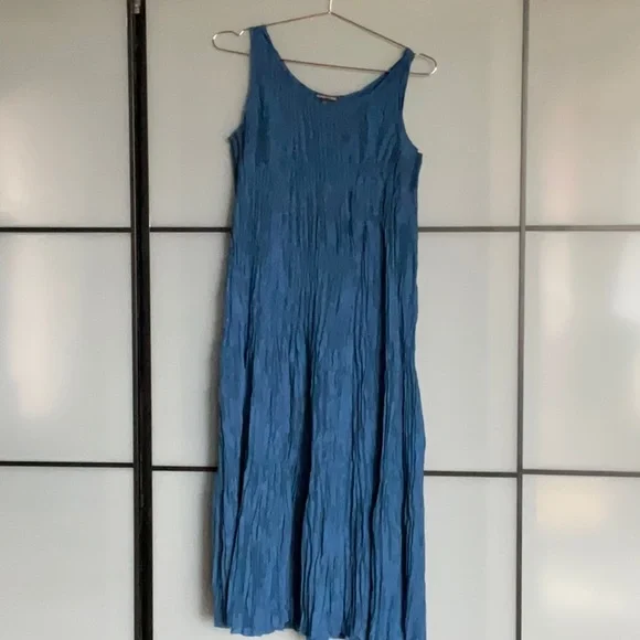 Eileen Fisher Crushed Silk Tiered Dress XS